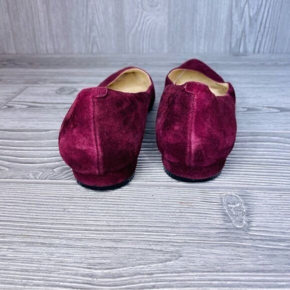 pour de victoire shoes maroon velvet suede flats with gold metal details size 9 - Picture 5 of 9
